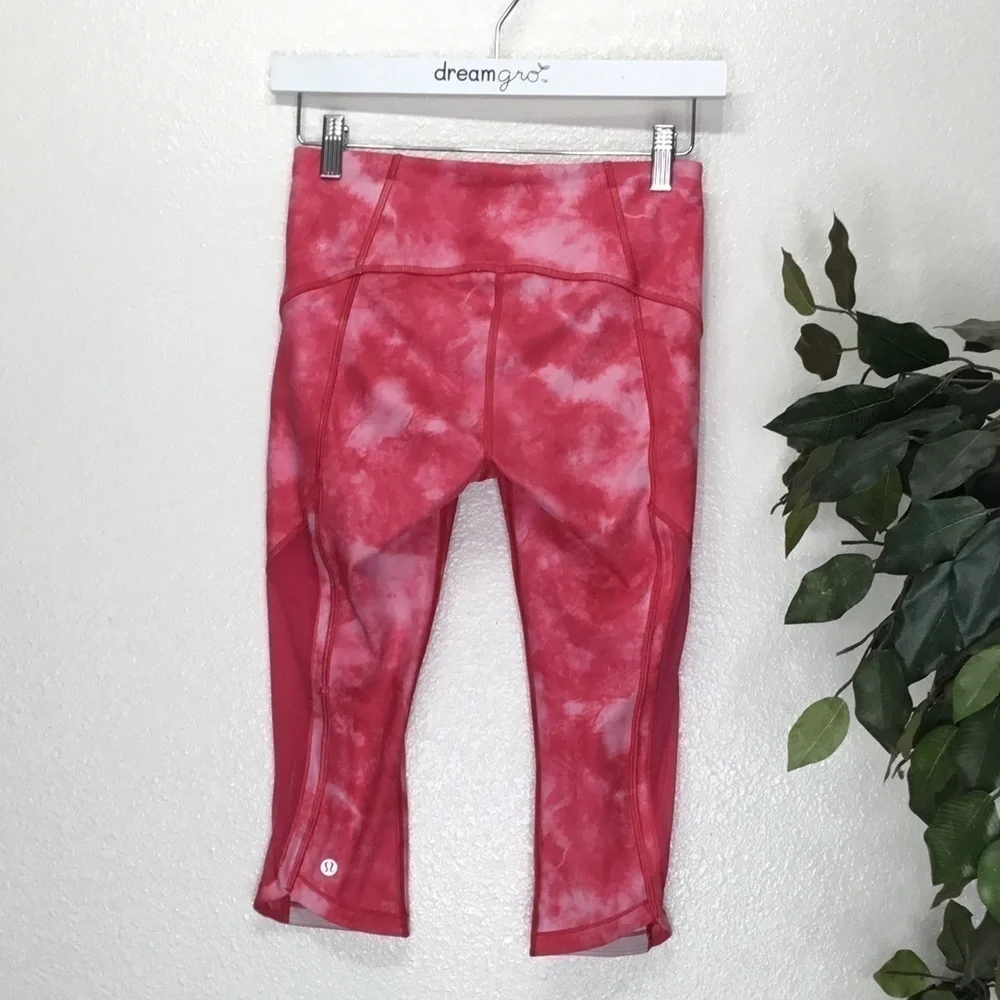 Lululemon Pink Tie Dye Cropped Workout Leggings